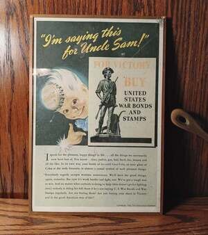 1943 VTG Coca Cola WW2 Print Ad Buy War Bonds Original Advertising Glass Framed